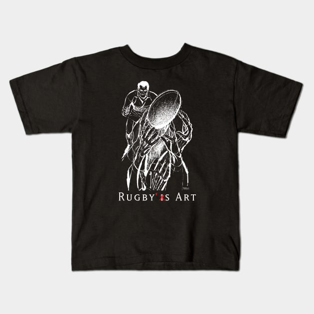 Rugby Line-Out W by PPereyra Kids T-Shirt by Pablo Pereyra Art